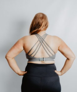 breathe scrappy grey breastfeeding sports bra